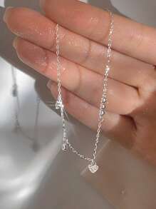 Nooxian 方晶锆石心形吊坠手链 情人节、妈妈、母亲、母亲节、礼物