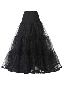 XKTRXF Váy cưới dài quét rộng 1m, váy lót bằng vải tuyn không xương, váy lót Halloween mùa thu dành cho nữ - màu đen - Xem 10