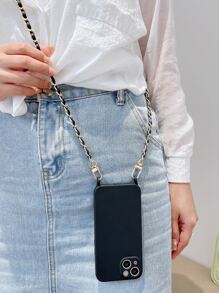 Capa de telefone sólida com alça - Preto - Visão 2