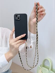 Capa de telefone sólida com alça - Preto - Visão 3