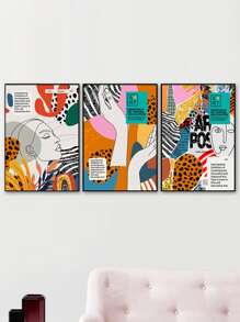 3pcs Abstract Pattern Unframed Painting - Multicolor - View 5