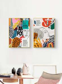 3pcs Abstract Pattern Unframed Painting - Multicolor - View 3