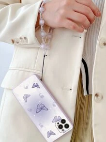 Butterfly Painted Phone Case With Flower Lanyard - Multicolor - View 2