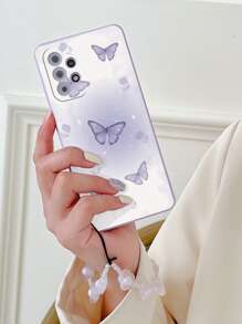 Butterfly Painted Phone Case With Flower Lanyard - Multicolor - View 4