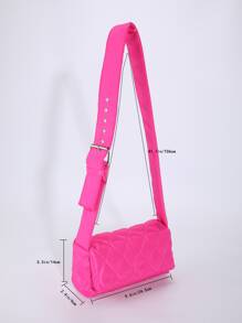 Neon-Pink Argyle Quilted Flap Square Bag pink