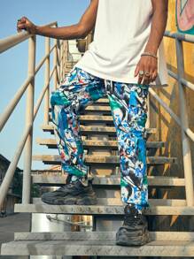 ROMWE MEN Street Life Quần Nam Túi Tất cả trên in Đường phố - Nhiều màu - Xem 1