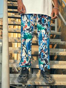 ROMWE MEN Street Life Quần Nam Túi Tất cả trên in Đường phố - Nhiều màu - Xem 3