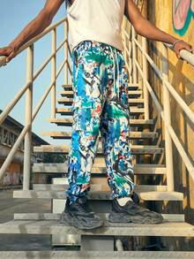 ROMWE MEN Street Life Quần Nam Túi Tất cả trên in Đường phố - Nhiều màu - Xem 4