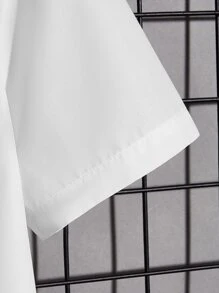 Manfinity NXTstreet Hombres Camisa algodón unicolor de cuello de muesca - Blanco - Ver 4