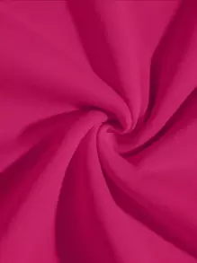 INAWLY 字母圖案小高領加絨內裏連帽衫 - 玫紅色 - 查看 4