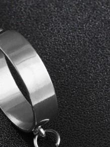 SHEIN ICON 男士極簡風格連體戒指 - 銀色 - 查看 3