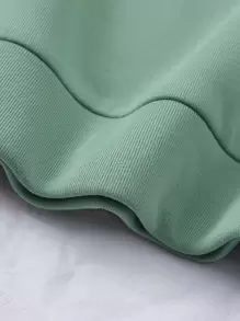 SHEIN EZwear Letter & Cartoon Graphic Thermal Lined Pullover - Mint Green - View 3