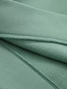 SHEIN EZwear Letter & Cartoon Graphic Thermal Lined Pullover - Mint Green - View 4