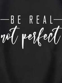 SHEIN EZwear Slogan Graphic Thermal Lined Pullover - Black - View 6