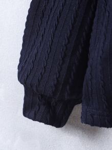 Boys Contrast Plaid Drop Shoulder 2 In 1 Coat - Navy Blue - View 5