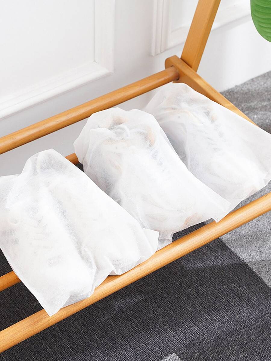 10pcs Plain Drawstring Shoes Storage Bag - White - View 1