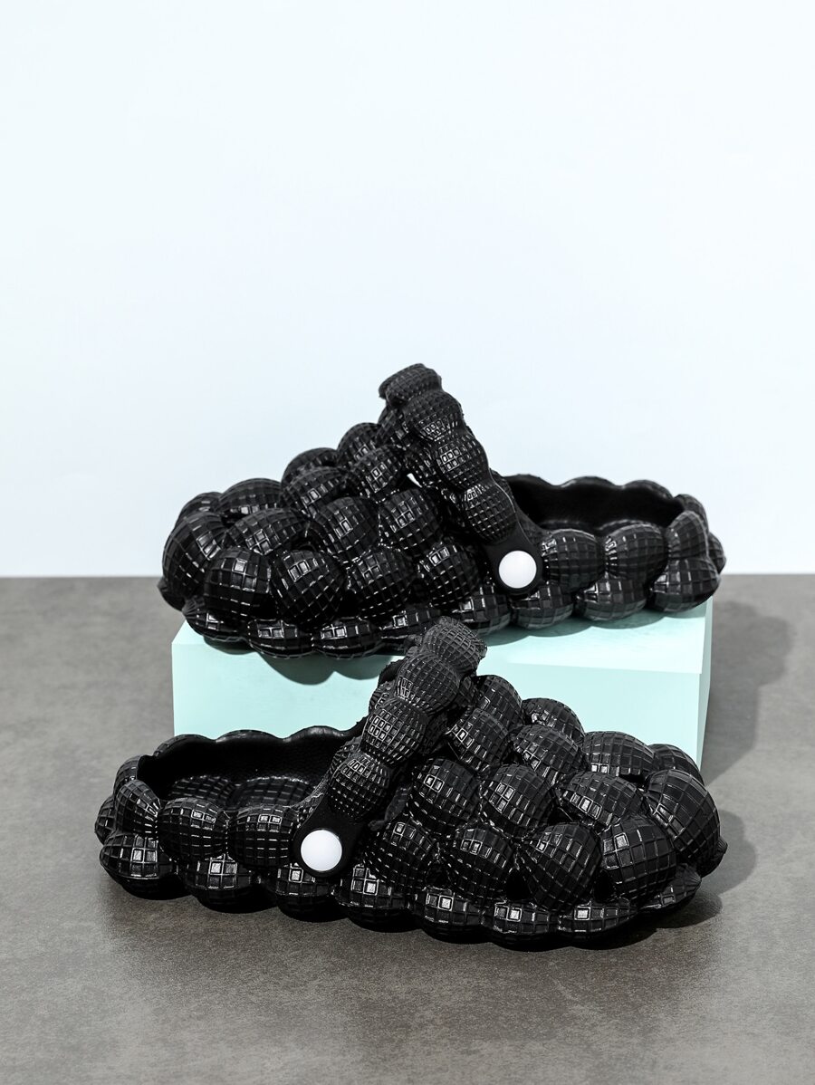 Boys Hollow Out Textured Vented Clogs - Black - View 1