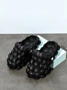 Boys Hollow Out Textured Vented Clogs - Black - View 2