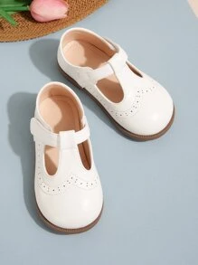 女童白色麂皮珍鞋,帶有穿孔細節 - 白色 - 查看 1