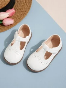 女童白色麂皮珍鞋,帶有穿孔細節 - 白色 - 查看 2