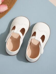 女童白色麂皮珍鞋,帶有穿孔細節 - 白色 - 查看 3