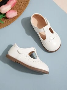 女童白色麂皮珍鞋,帶有穿孔細節 - 白色 - 查看 4