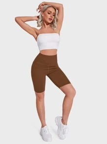 SHEIN BASICS 1 件寬腰機車短褲