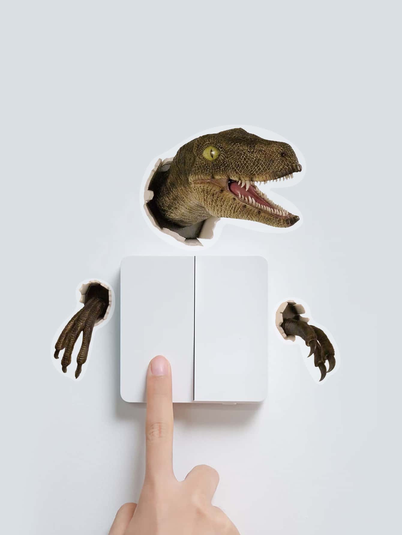 3入組3D恐龍圖案開關插座牆貼 - 彩色 - 查看 1