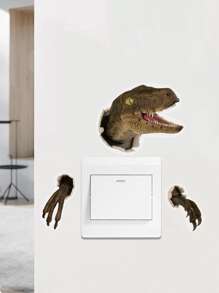 3入組3D恐龍圖案開關插座牆貼 - 彩色 - 查看 2