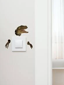 3入組3D恐龍圖案開關插座牆貼 - 彩色 - 查看 3