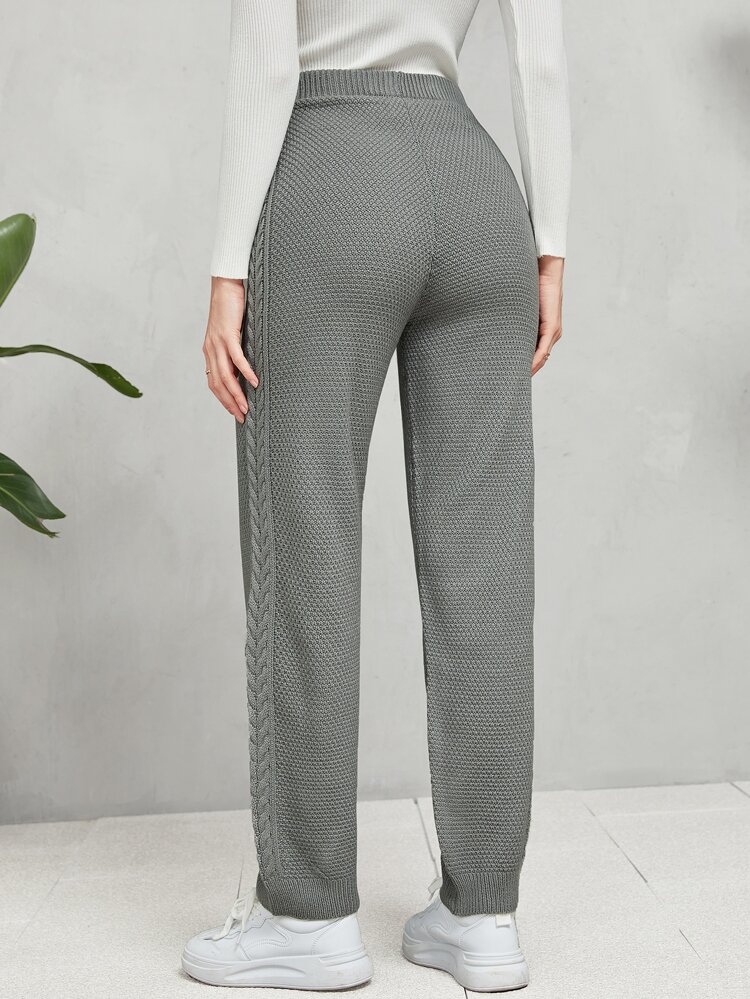 Solid Cable Knit Pants
