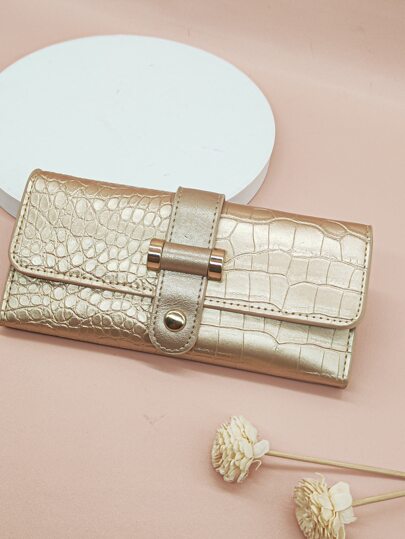 MINGYOU Metallic Crocodile Embossed Slim Portable Cash White-Collar Workers For Female College Work Business Commute Office For Anniversary For Couple For Birthday Gift On Valentine Day Gift Gift For Women Wallet Purse Wallet Long Wallet