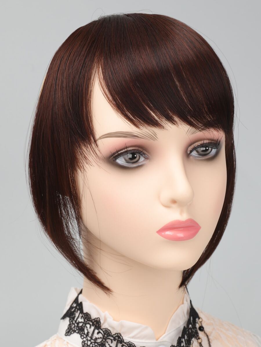 短直筒合成纖維頭髮劉海有鬢角 - 棕色 - 查看 1