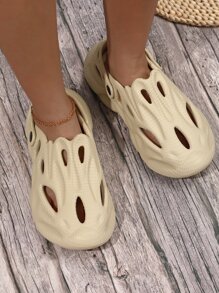 Guốc Nữ màu trơn Thể thao - Màu be - Xem 5