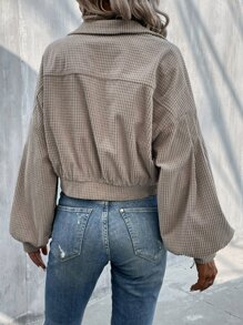 SHEIN Unity 落肩袖翻蓋細節夾克 - 灰色 - 查看 2