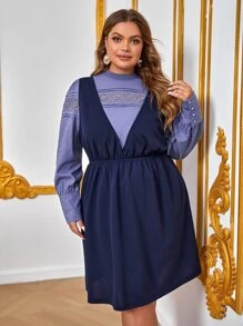 ANNetc 大碼水溶蕾絲拼接上衣和連衣裙 - 彩色 - 查看 1