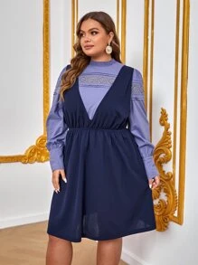 ANNetc 大碼水溶蕾絲拼接上衣和連衣裙 - 彩色 - 查看 3