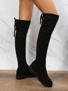 Tie Back Sock Boots - Black - View 2