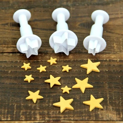 3 chiếc khuôn cắt hoa ngôi sao nhỏ fondant khuôn bánh quy dập nổi khuôn cắt bánh quy dụng cụ làm bánh quy tự làm dụng cụ trang trí bánh nướng