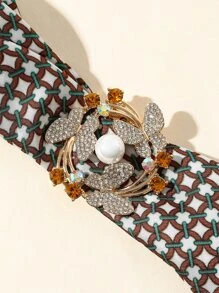 水鑽蝴蝶裝飾圍巾扣 - 金色 - 查看 1