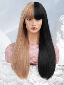 HAIRCUBE 26 英寸黑色金色劉海漸變長捲髮華麗美麗時尚女式合成假髮 - 拼色 - 查看 5