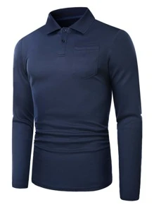 Manfinity Men Pocket Patched Polo Shirt - Navy Blue - View 3
