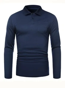 Manfinity Men Pocket Patched Polo Shirt - Navy Blue - View 4