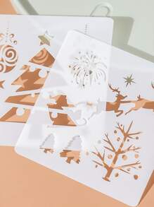 1pc Random Christmas Painting Template - White - View 3