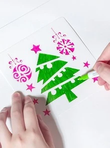 1pc Random Christmas Painting Template - White - View 6