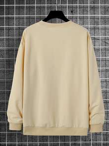 Manfinity Men Rose & Japanese Letter Graphic Pullover - Apricot - View 2