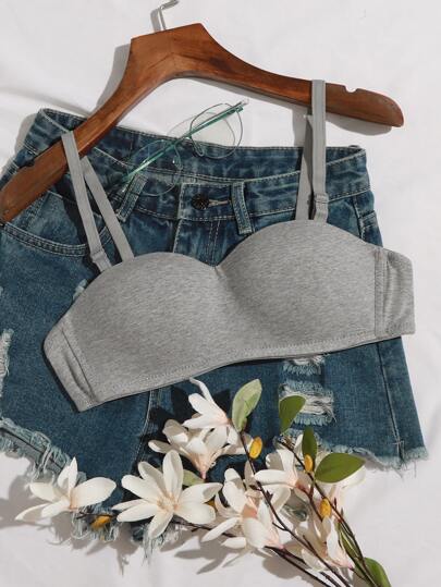 Reggiseno senza fili monocolore e tracolla staccabile