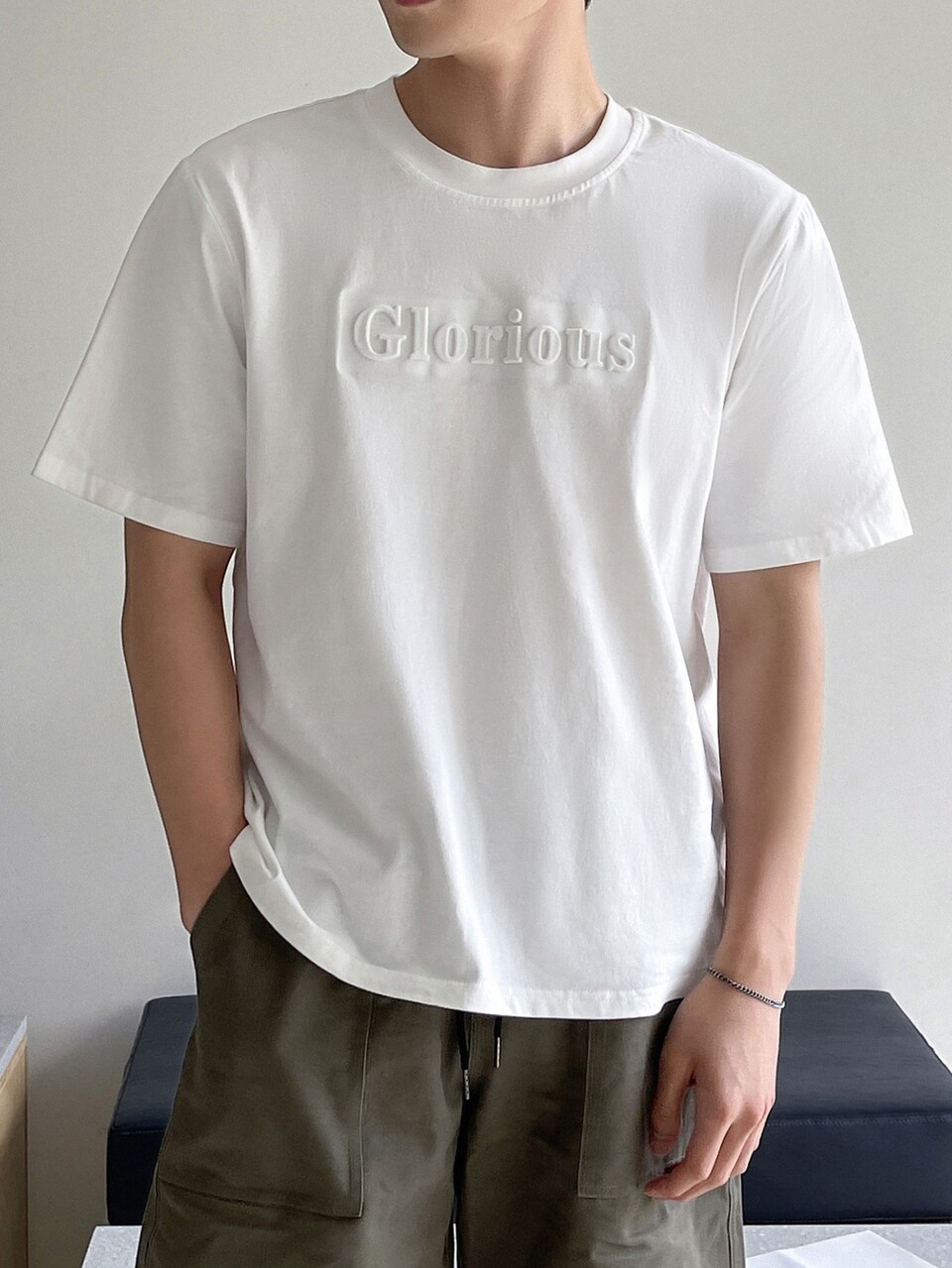 Men Cotton Letter Pattern Tee