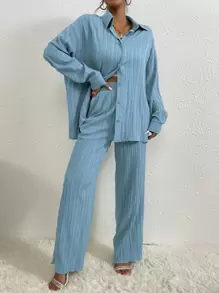 RueChic 落肩袖襯衫和褲子
