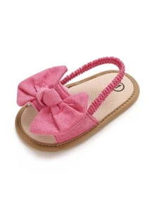 Baby Bow Decor Slingback Sandals - Hot Pink - View 3